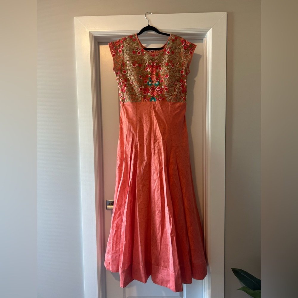 Indian 3-piece Anarkali Ethnic Suit Salwar in Peach